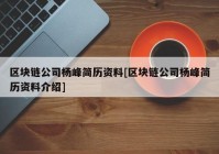 区块链公司杨峰简历资料[区块链公司杨峰简历资料介绍]